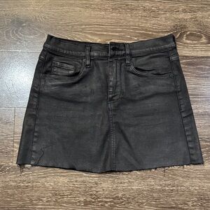 Blank NYC Black Denim Mini Skirt with Raw Hem